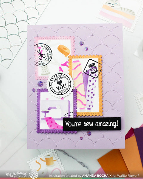 Waffle Flower - Postage Collage Circle Sentiments Stamp Set