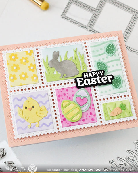 Waffle Flower - Postage Collage Bunny Silhouettes Die