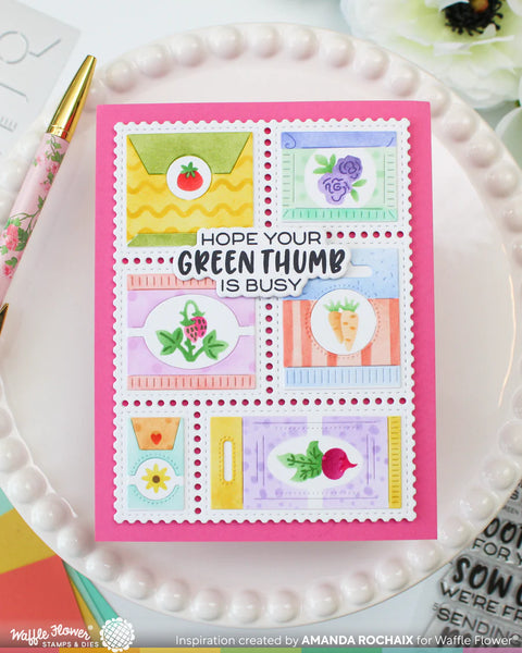 Waffle Flower - Postage Collage Seeds Details Stamp Set