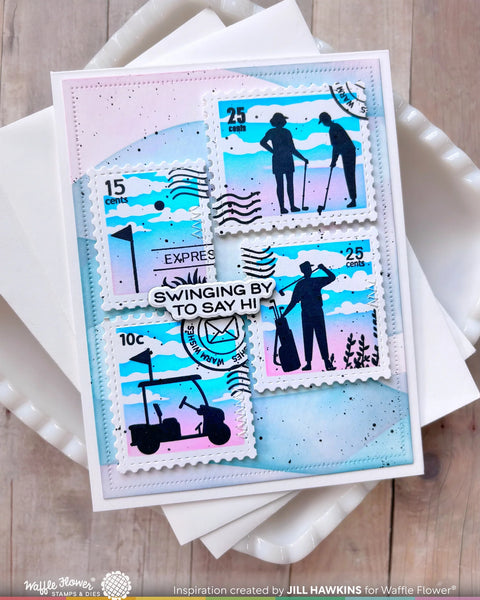Waffle Flower - Postage Collage Airmail Stencil