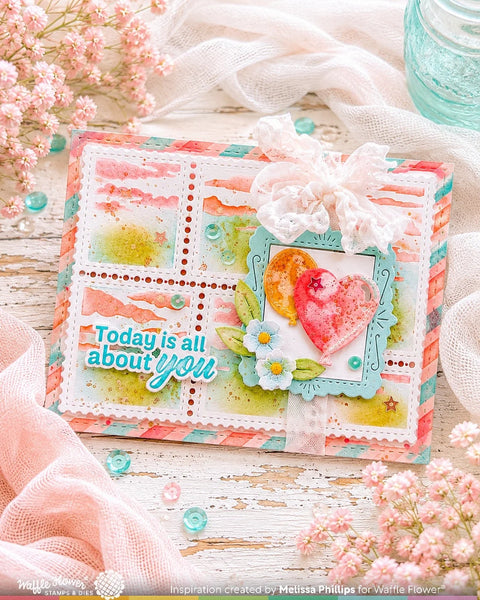 Waffle Flower - Postage Collage Airmail Stencil