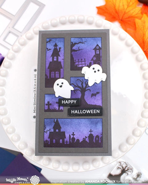 Waffle Flower - Postage Collage Haunted House Silhouette Stamp Set