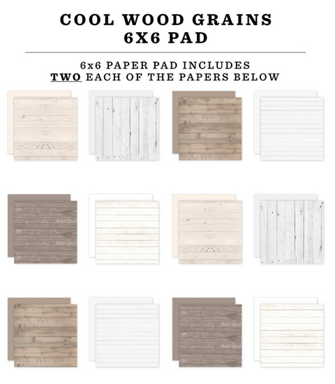 Echo Park - 6"x 6" Wood Grains (Cool) Double-Sided Paper Pad