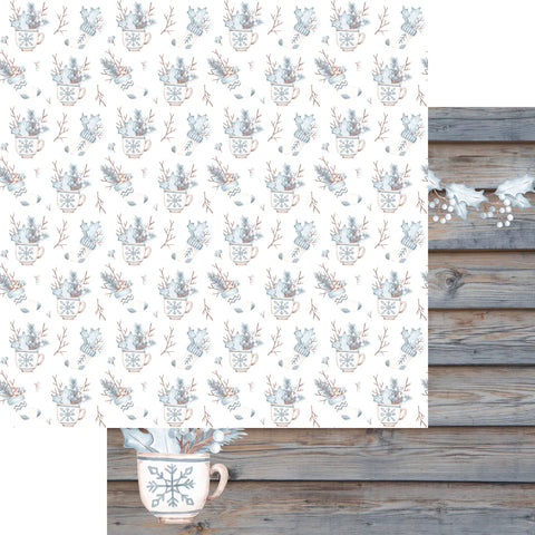 Scrapbook Supply - 12"x 12" Hot Cocoa (Winter Penguins Collection) Double-Sided Paper