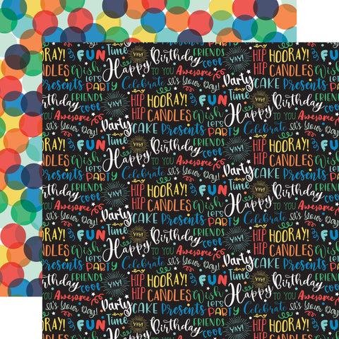 Echo Park 12"x 12" Birthday Boy Words (It's Your Birthday) Double-Sided Paper