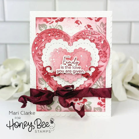 Honey Bee - Floral Heart 3D Embossing Folder & Coordinating Heart Die Combo