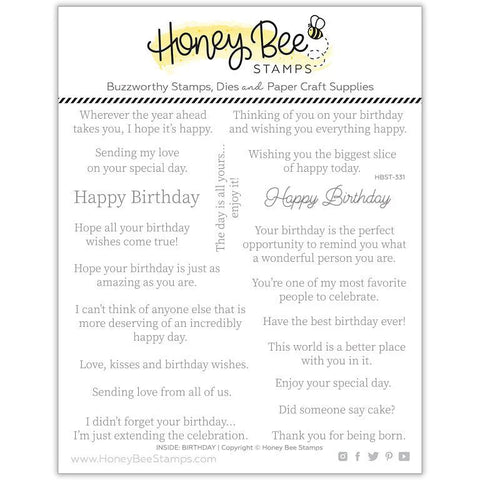 Honey Bee - Inside:  Birthday Sentiment Stamps
