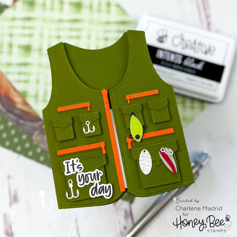 Honey Bee - Lovely Layer: Fishing Vest A2 Card Base Dies
