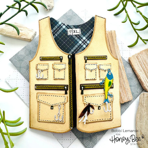 Honey Bee - Lovely Layer: Fishing Vest A2 Card Base Dies